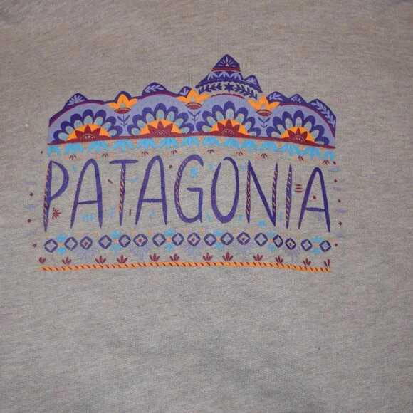 Patagonia Gray Hoodie with Purple and Orange Accents - Picture 6 of 7